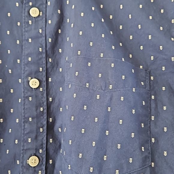 American Eagle Men's Blue Chevron‎ Dotted Long Sleeve Button Down Shirt Sz L - Picture 3 of 13